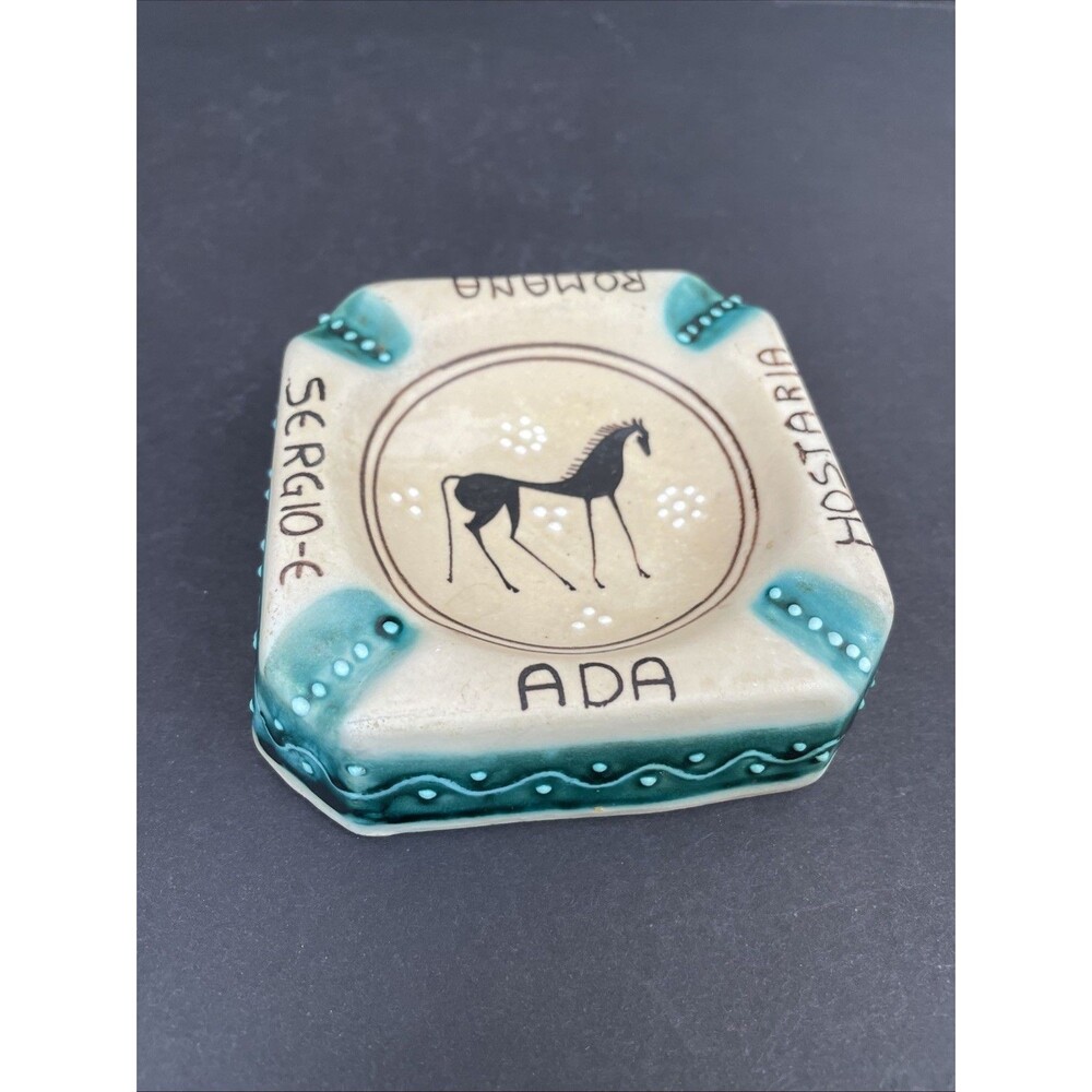 Vintage ARS Deruta Ceramic Ashtray Signed & Number Made in Italy